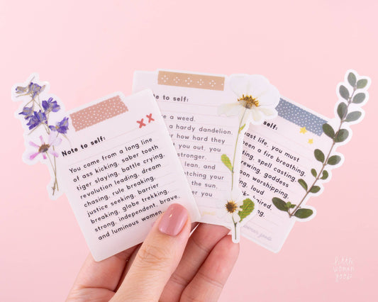 Motivational Flower Vinyl Sticker- Note to Self