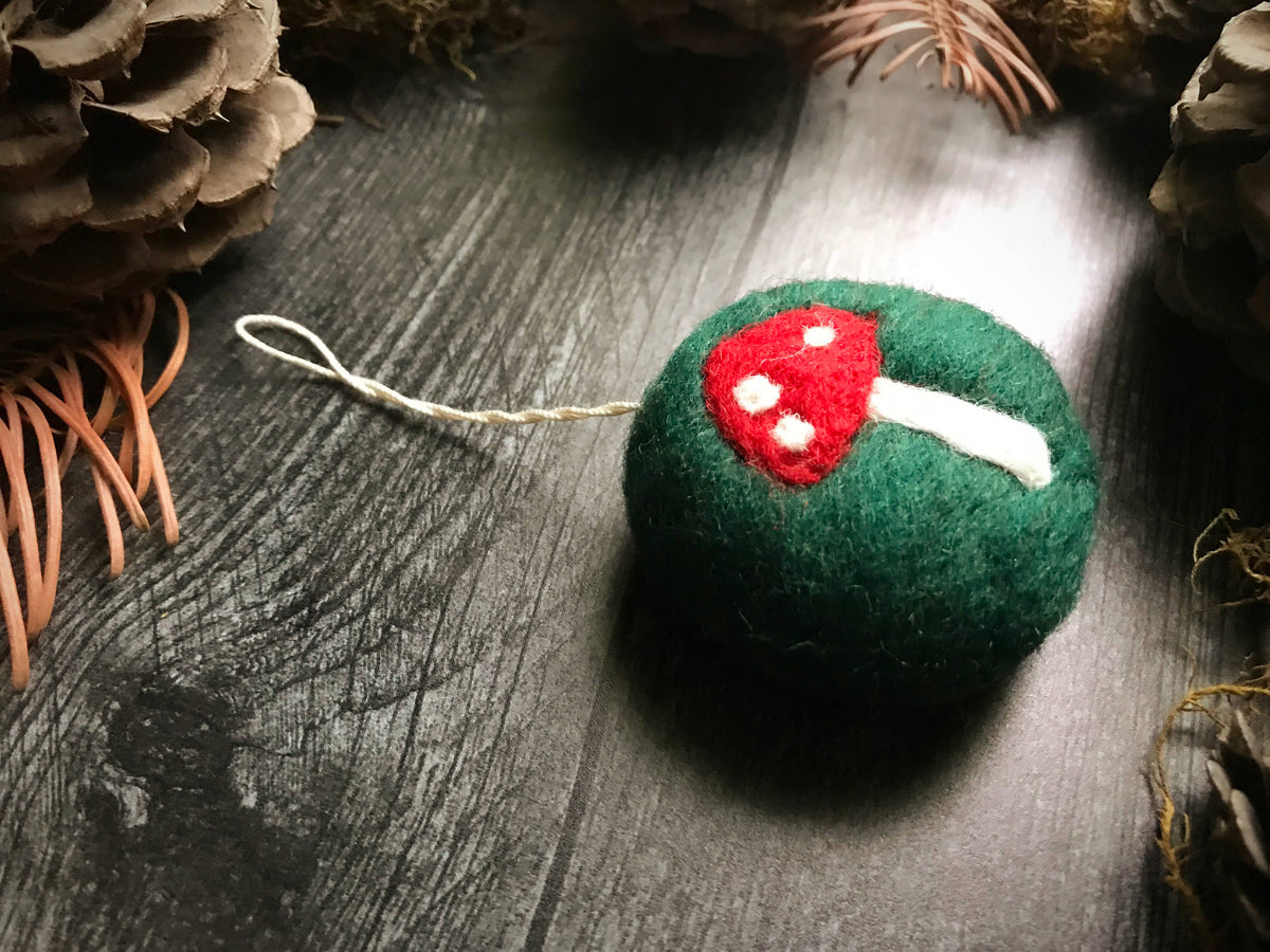 Felted Wool Mushroom Ornament