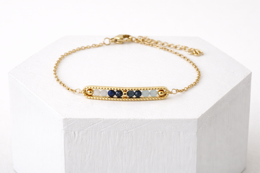 Inspiration Crystal Bar Bracelet – Moonstone & Lapis Lazuli
