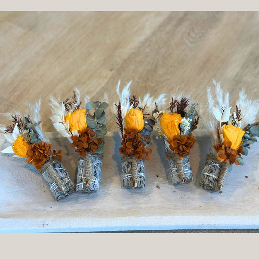 Fall White Sage Sticks w/ Bright Roses & Autumn Hydrangea