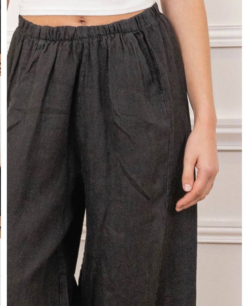 Solid Linen Balloon Pants with Elasticated Waist | Multiple Color Options