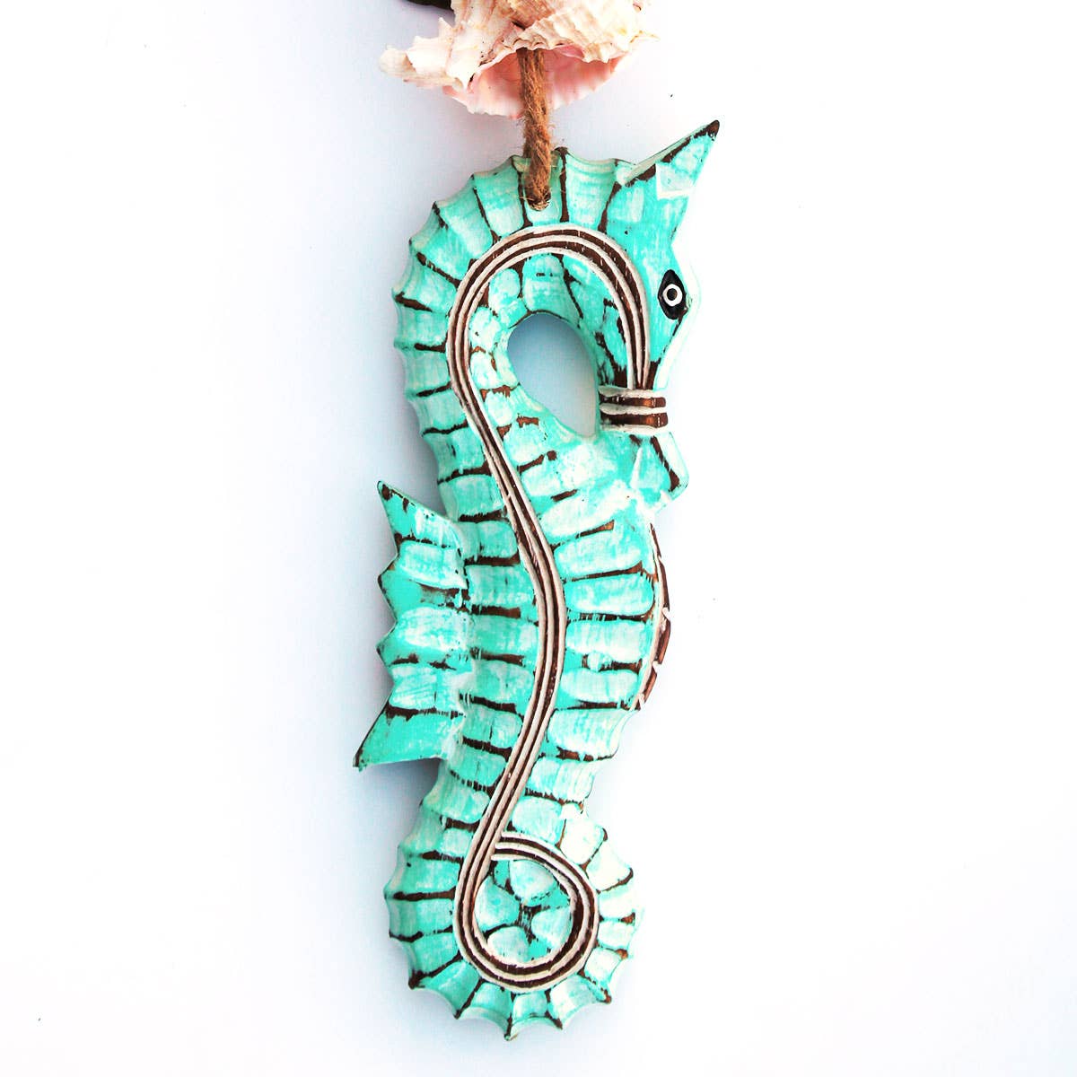 Green Nautical Seahorse Driftwood & Seashell Garland