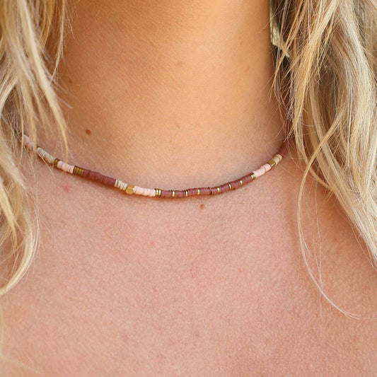 Boho Beaded Necklace - Clay Beads Jewelry