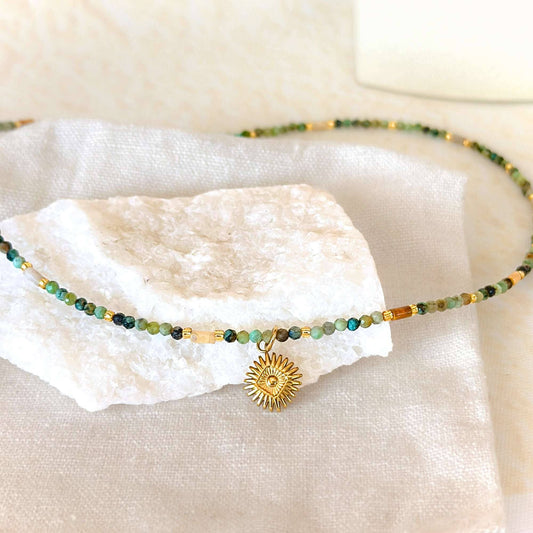African Turquoise Boho Choker - Crystal Witchy Jewelry