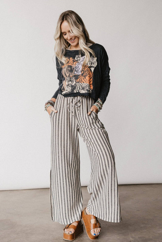 Ibiza Breeze Drawstring Pants - Taupe Black