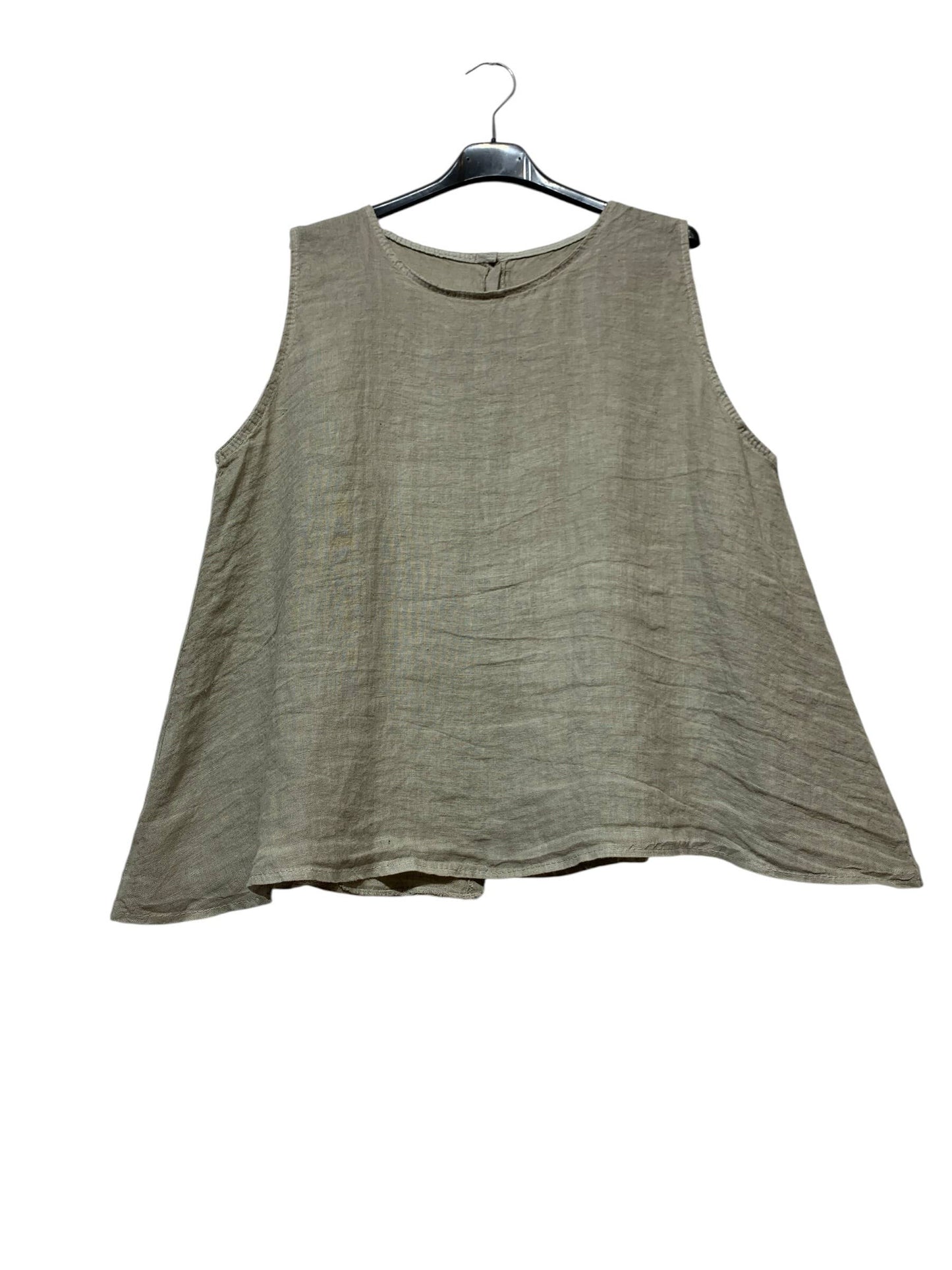 9925B REVERSIBLE VEST OR TOP, IN LINEN WITH MOTHER-OF-PEARL BUTTONS: BROWN