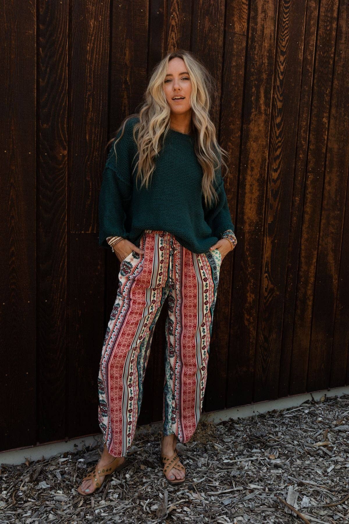 Staycation Wide Leg Drawstring Pant - Red Clay