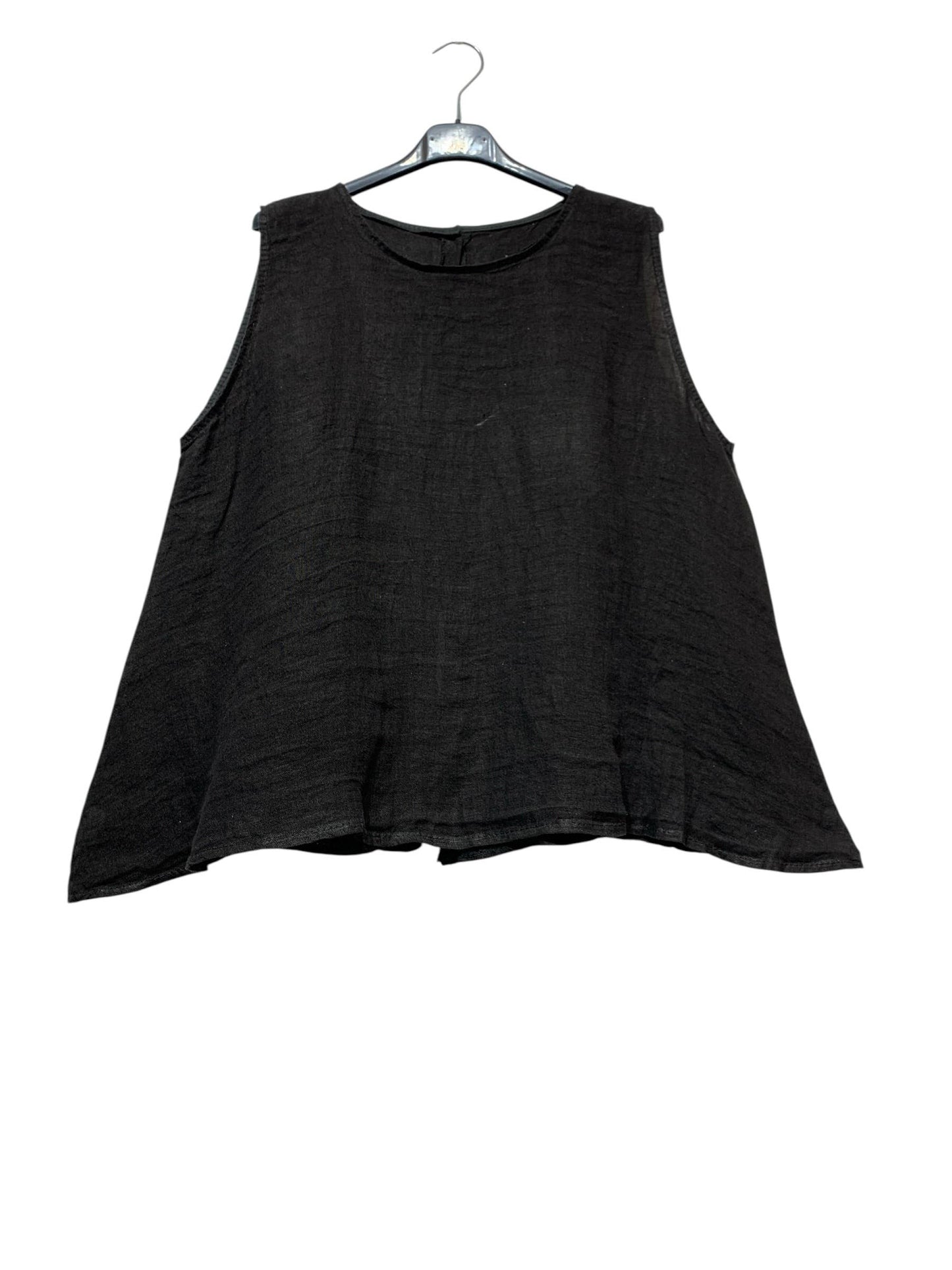 9925B REVERSIBLE VEST OR TOP, IN LINEN WITH MOTHER-OF-PEARL BUTTONS: GRIS FONCE