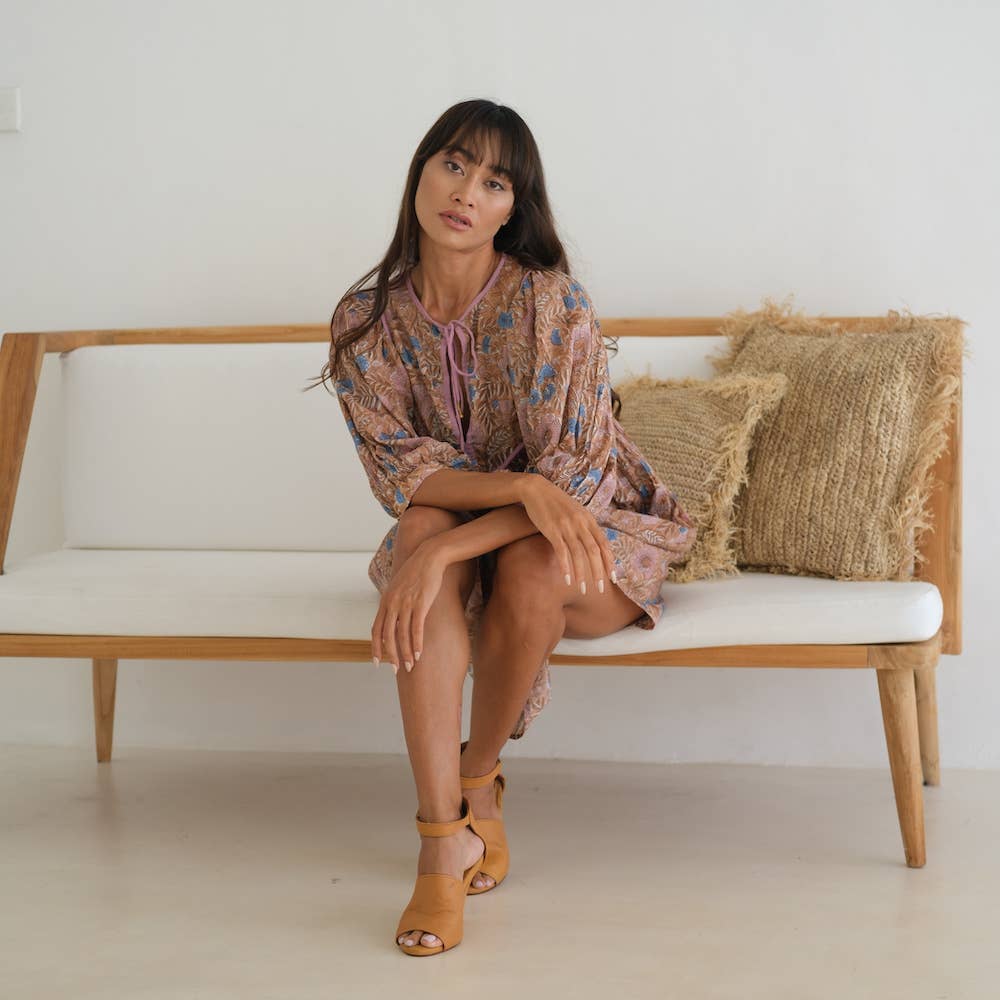 Women's Block Printed Cotton Mini Dress (Zoha)