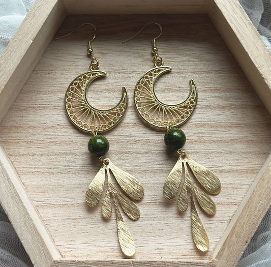 Green Serpentine Crystal Moons