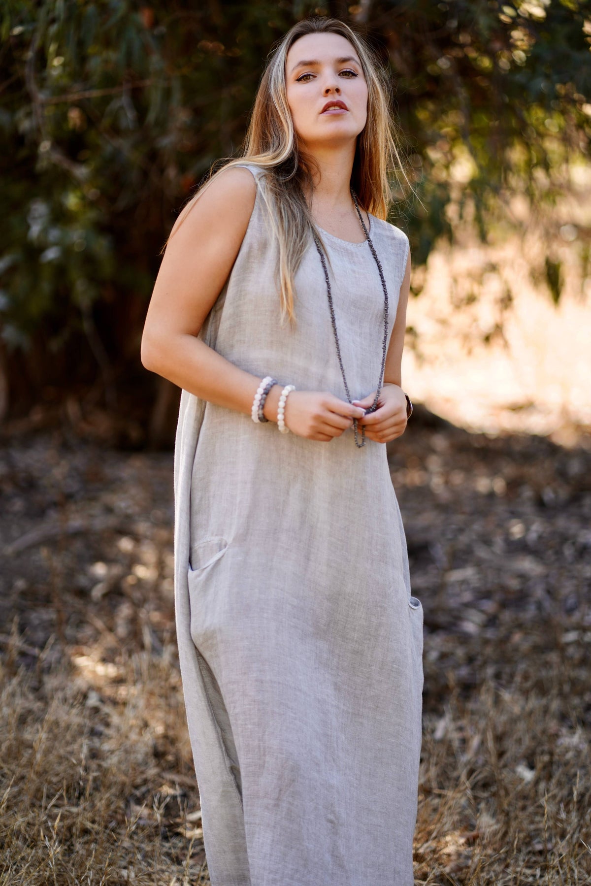 Anita Linen Dress Lt. Grey