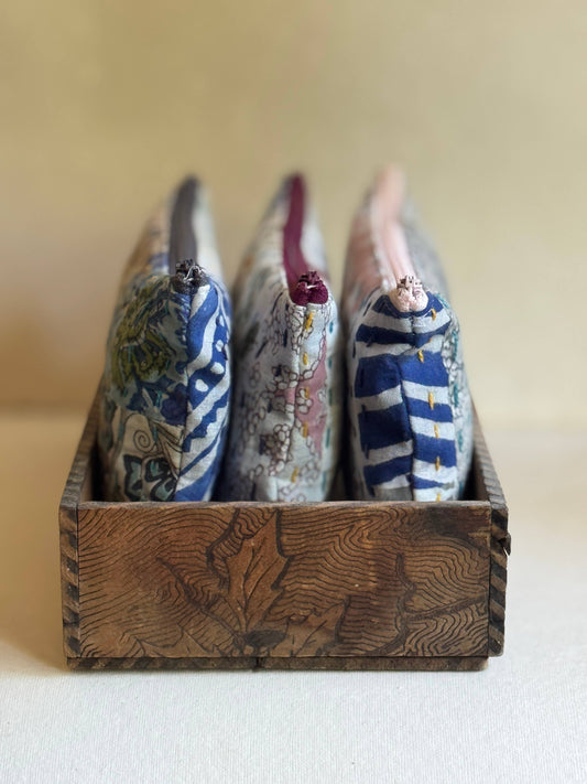 Patchwork Print Pencil/Cosmetic Zip Case 