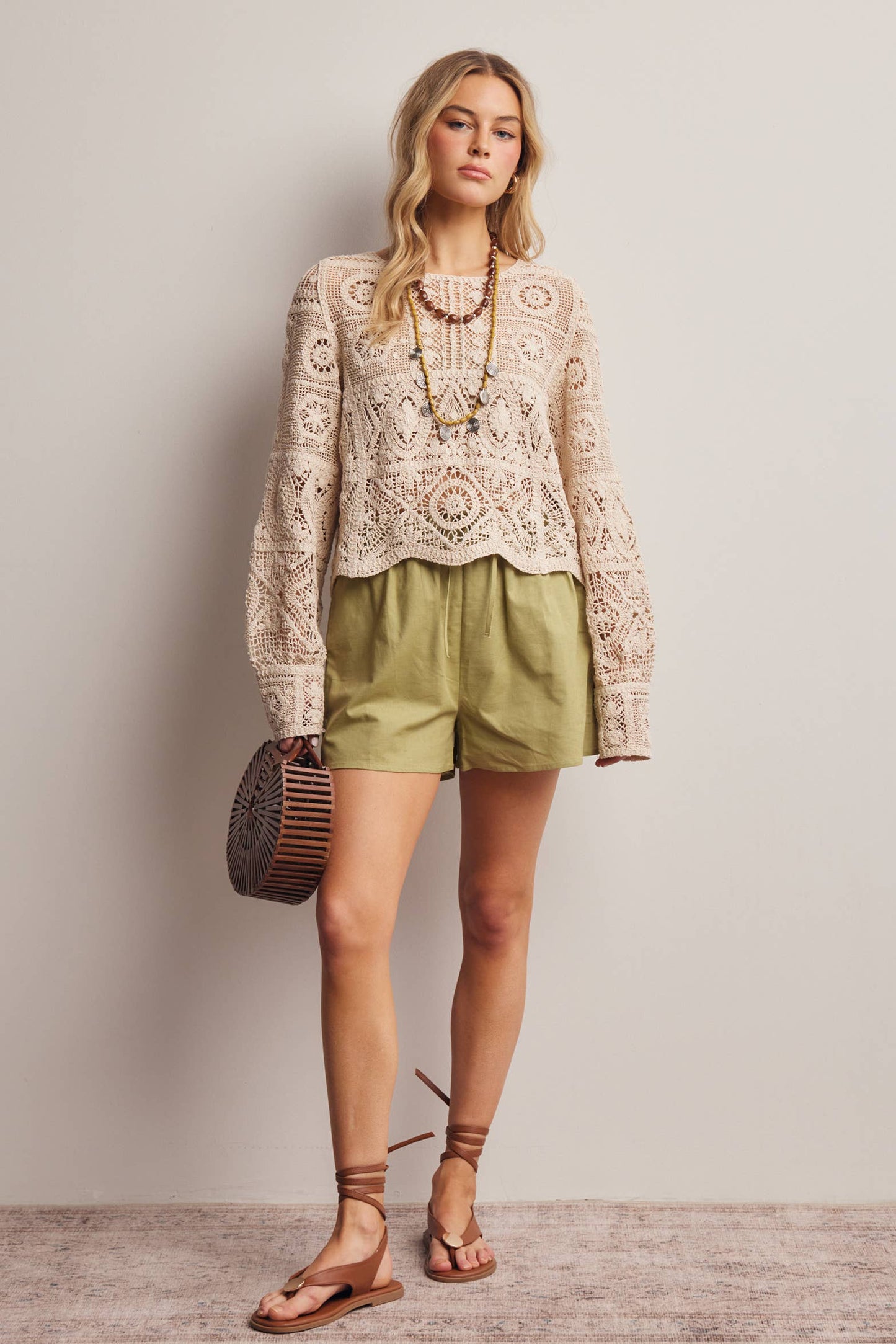 Crochet Lace Long Sleeve Top FCR0003