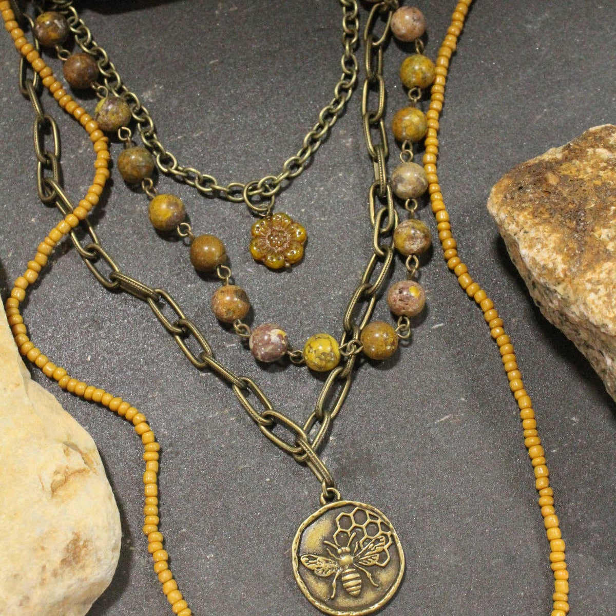 Stung By A Bee Layered Necklace Set