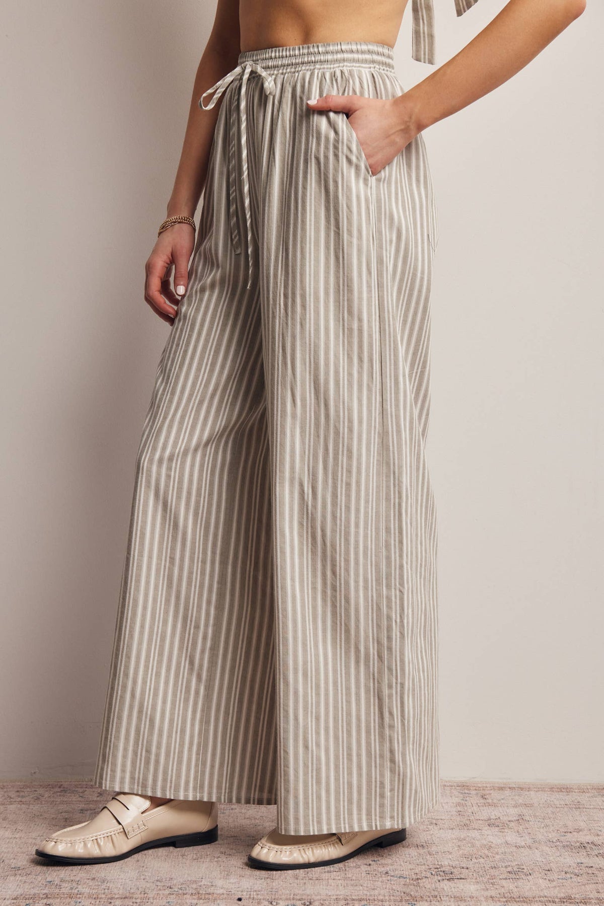 Striped Cotton Wide-Leg Pants FP0019