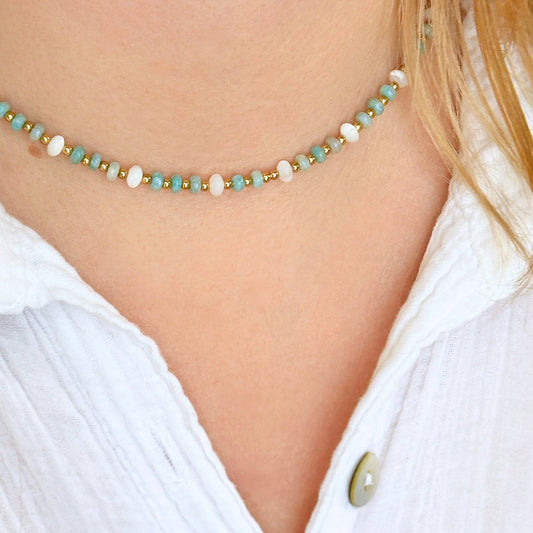 Amazonite Shell Energy Choker