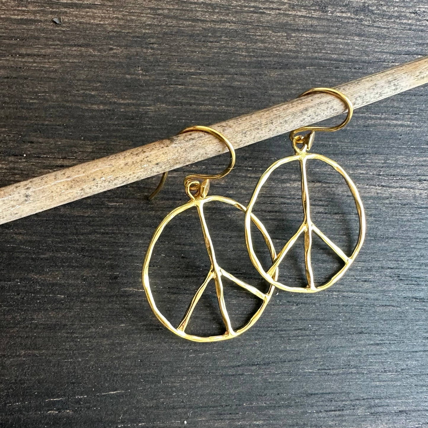 Peace Earrings | Love Peace Symbol Jewelry | Gold Earrings