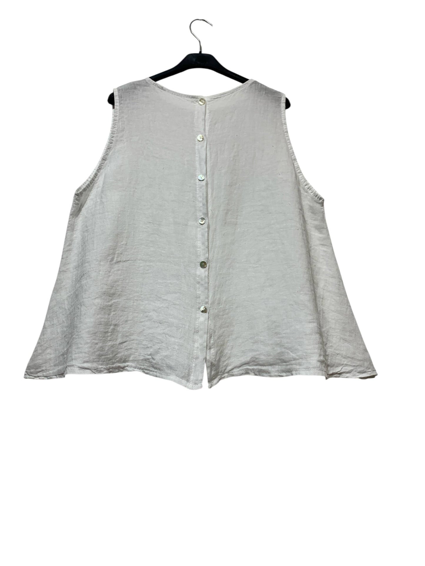 9925B REVERSIBLE VEST OR TOP, IN LINEN WITH MOTHER-OF-PEARL BUTTONS: BROWN