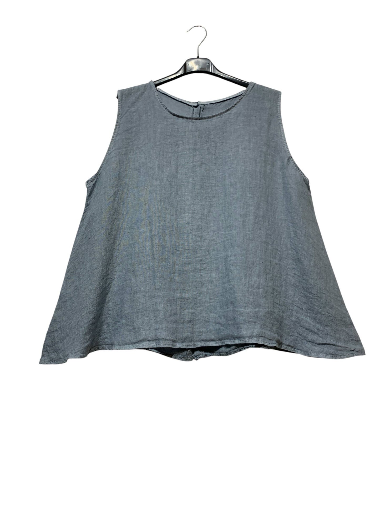 9925B REVERSIBLE VEST OR TOP, IN LINEN WITH MOTHER-OF-PEARL BUTTONS: GRIS FONCE