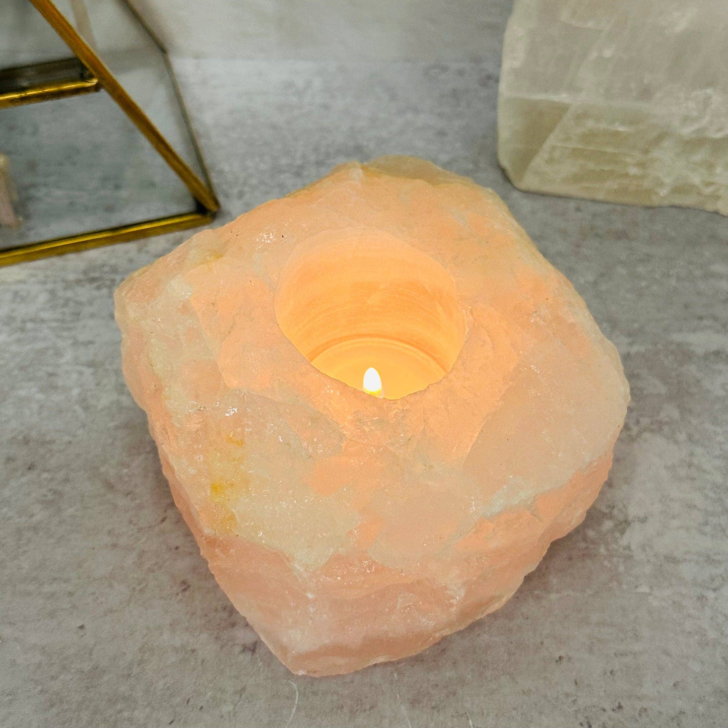 Rose Quartz Crystal Candle Holder