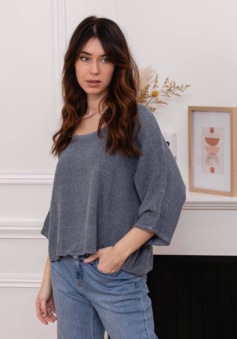 1973 INGRID WOMEN'S COTTON LINEN CROP TOP