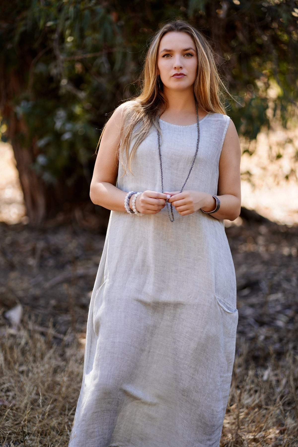 Anita Linen Dress Lt. Grey