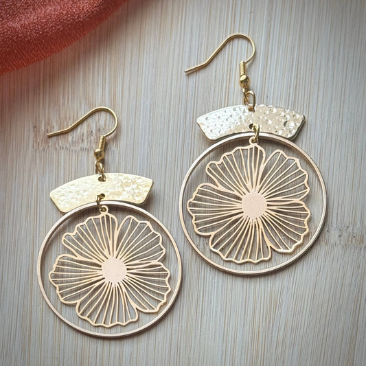 18k Gold Plated Floral Hoops