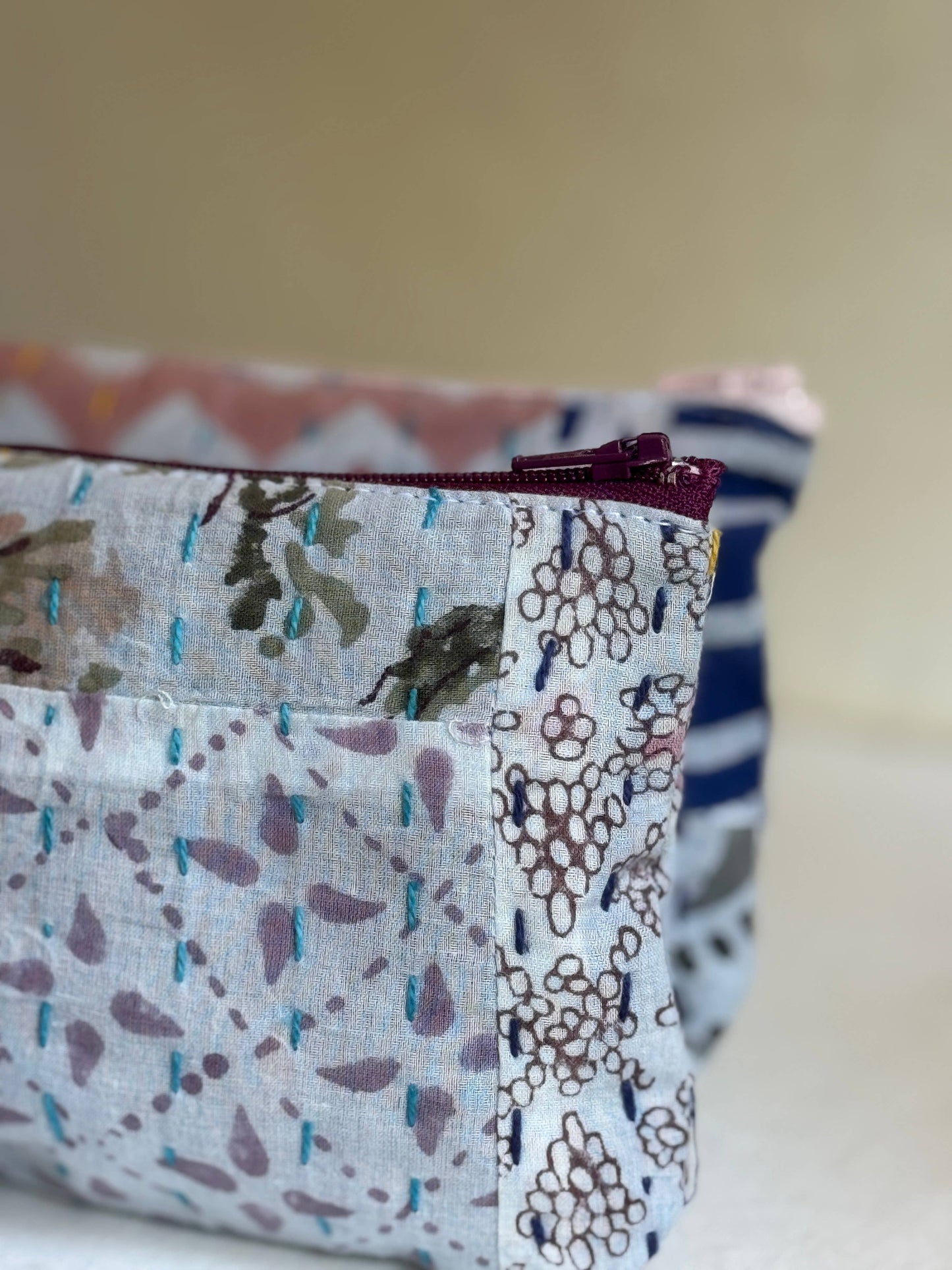 Patchwork Print Pencil/Cosmetic Zip Case 