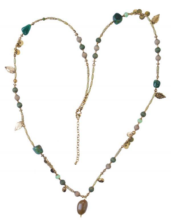 Necklace Boho Style Beaded with Stones and Wood