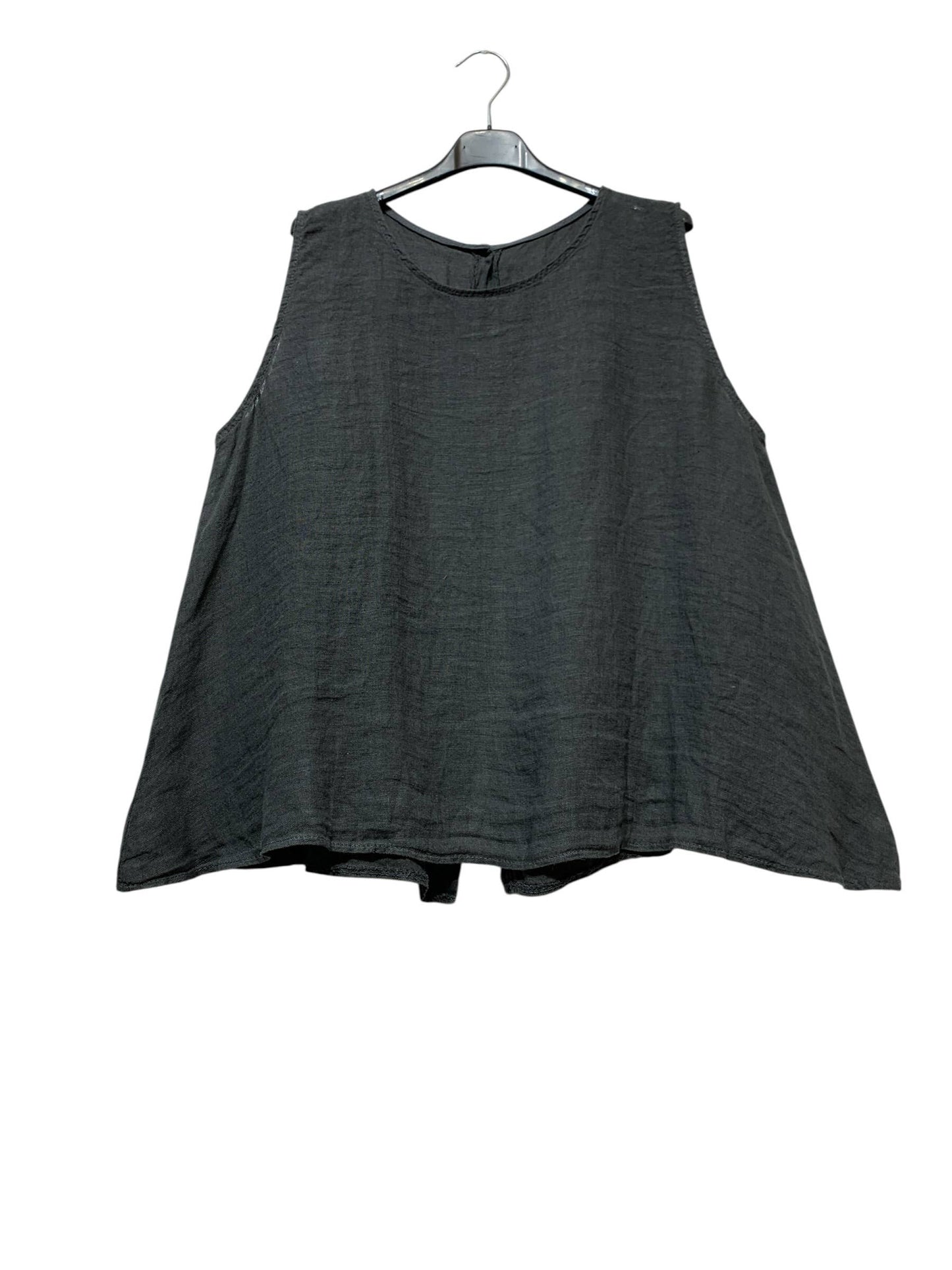 9925B REVERSIBLE VEST OR TOP, IN LINEN WITH MOTHER-OF-PEARL BUTTONS: BROWN