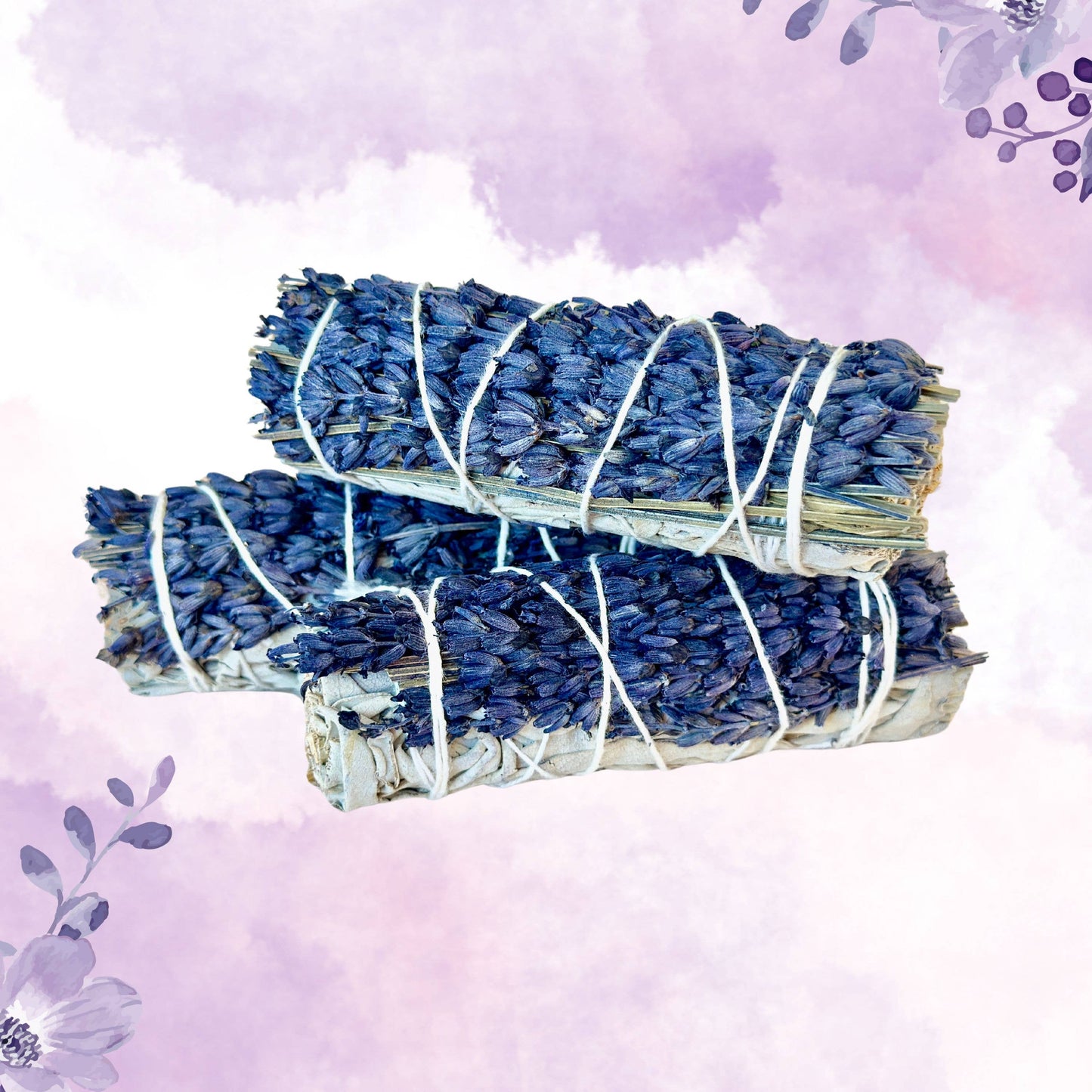 White Sage with Dried Lavender Smudge Stick