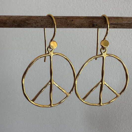 Peace Earrings | Love Peace Symbol Jewelry | Gold Earrings