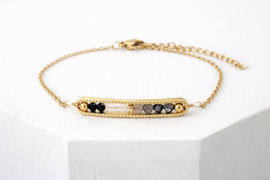 Protection Crystal Bar Bracelet – Black Tourmaline, Hematite