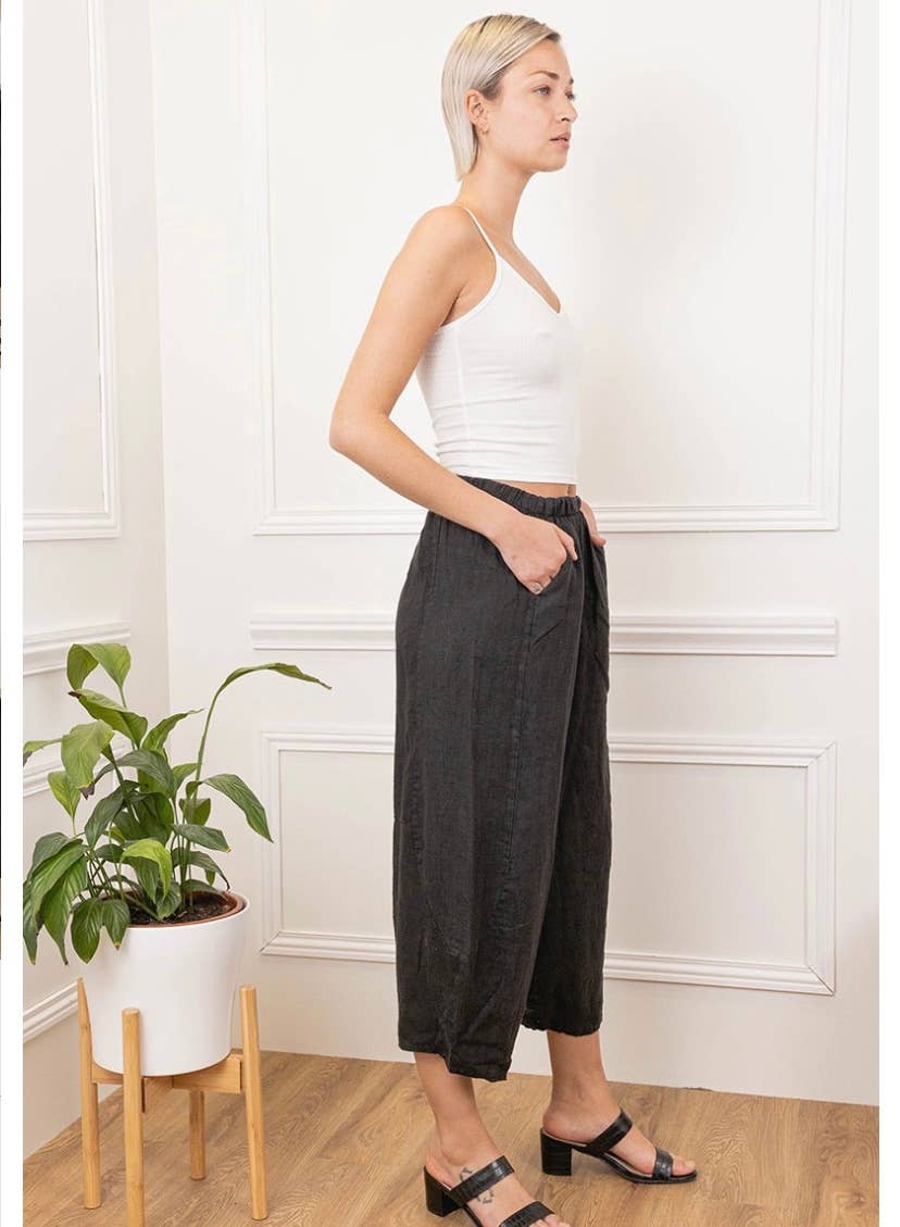 Solid Linen Balloon Pants with Elasticated Waist | Multiple Color Options