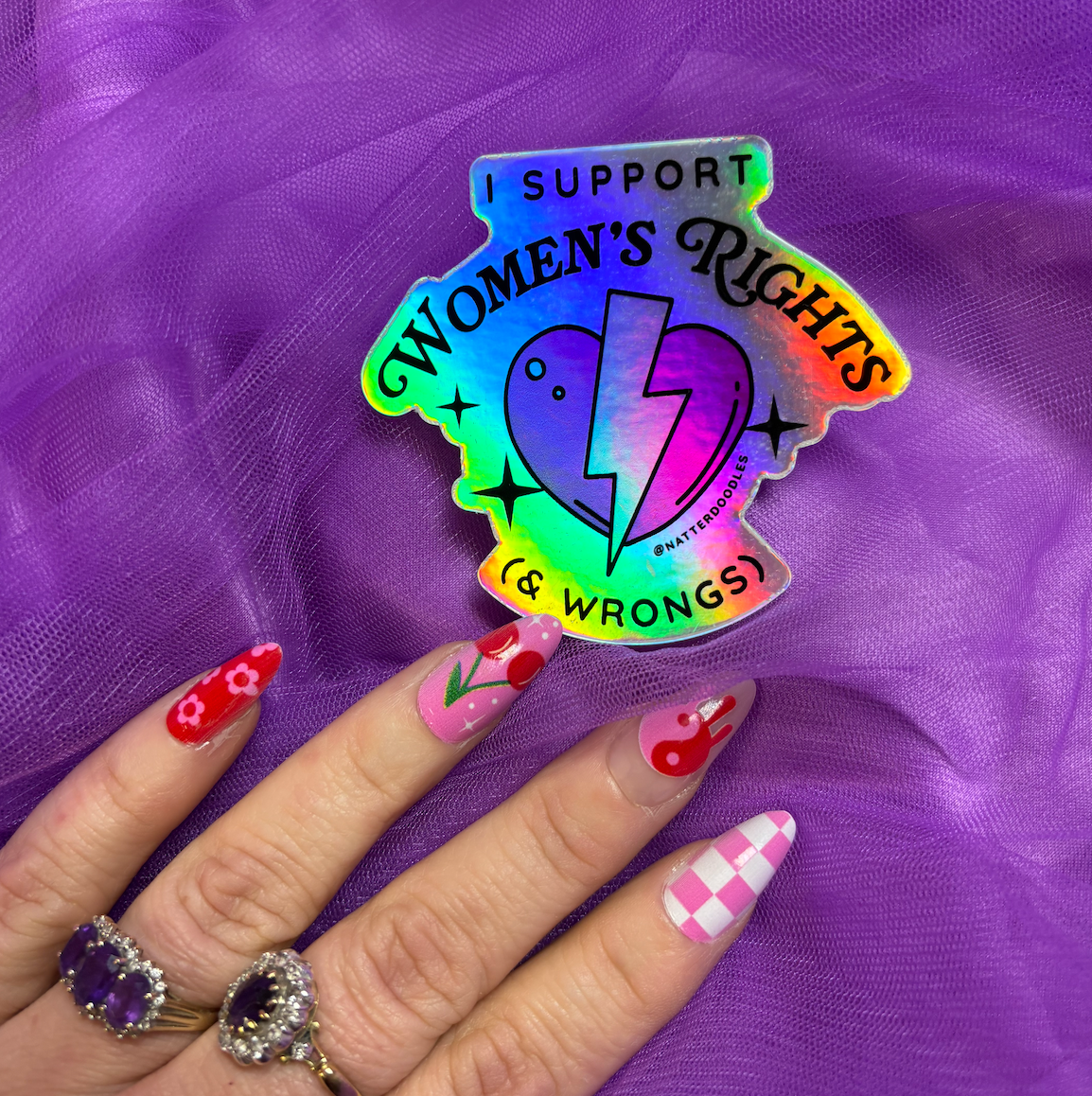 I Support Women's Rights & Wrongs Feminist Funny Sticker