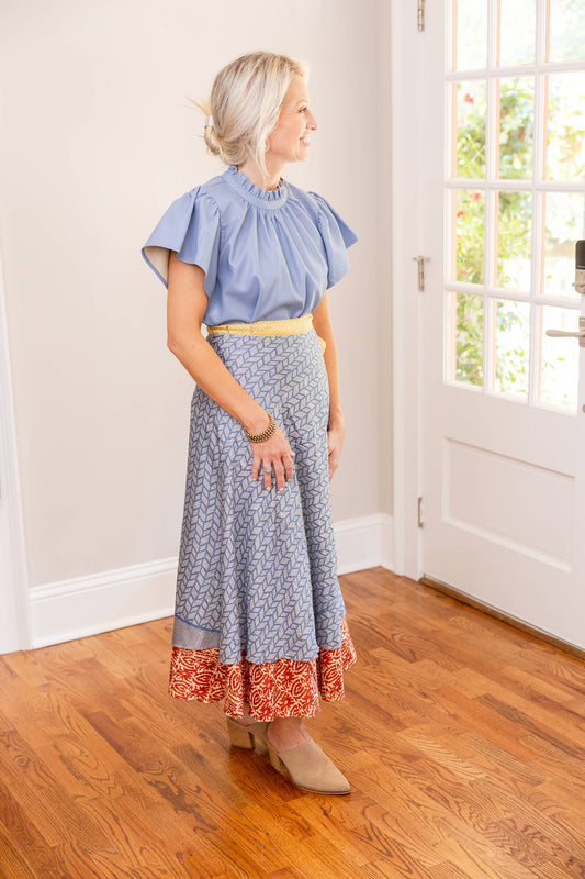 Full Length Reversible Wrap Art Silk Skirt