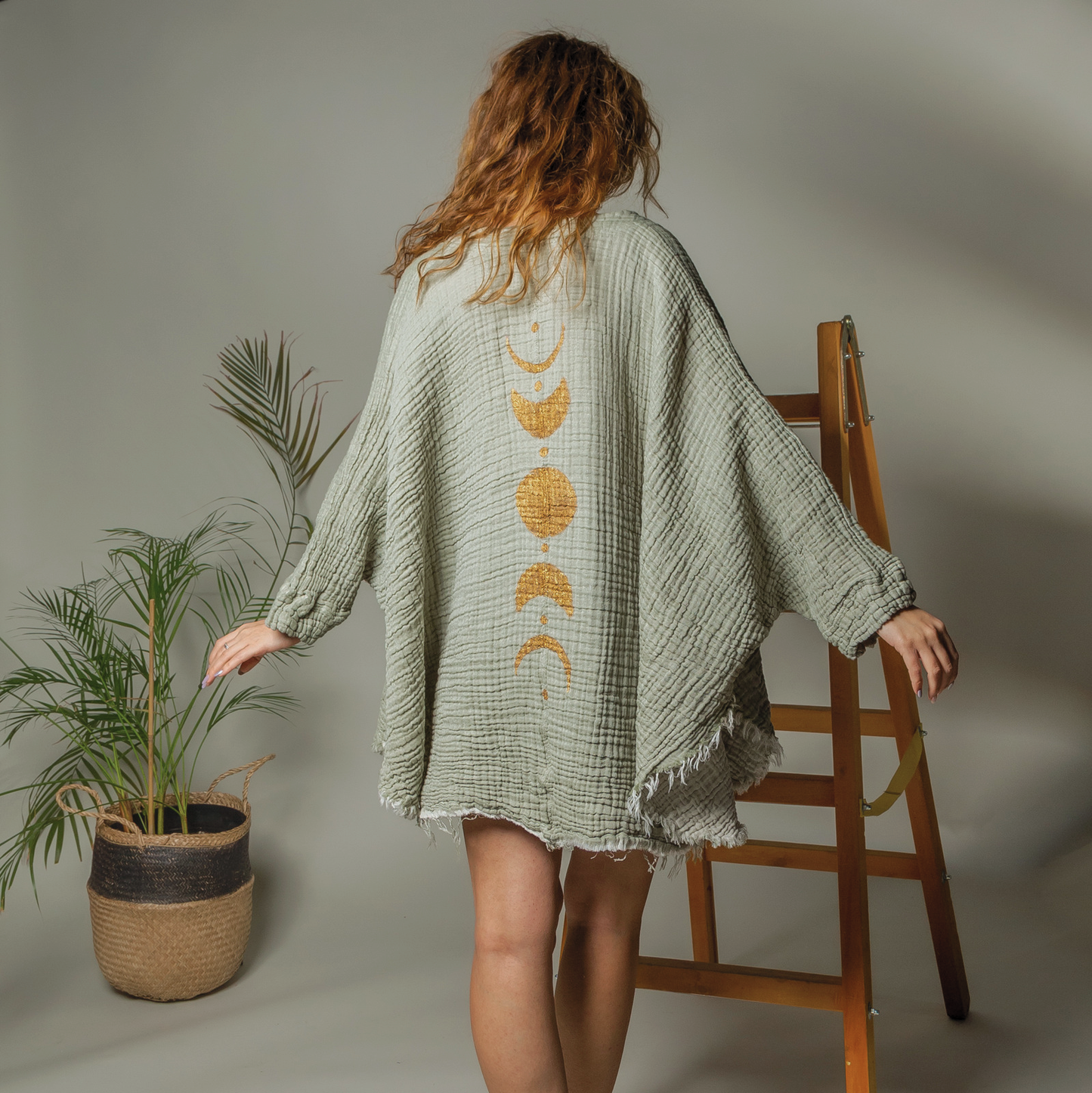Moon Phases Muslin Kimono Robe / Poncho