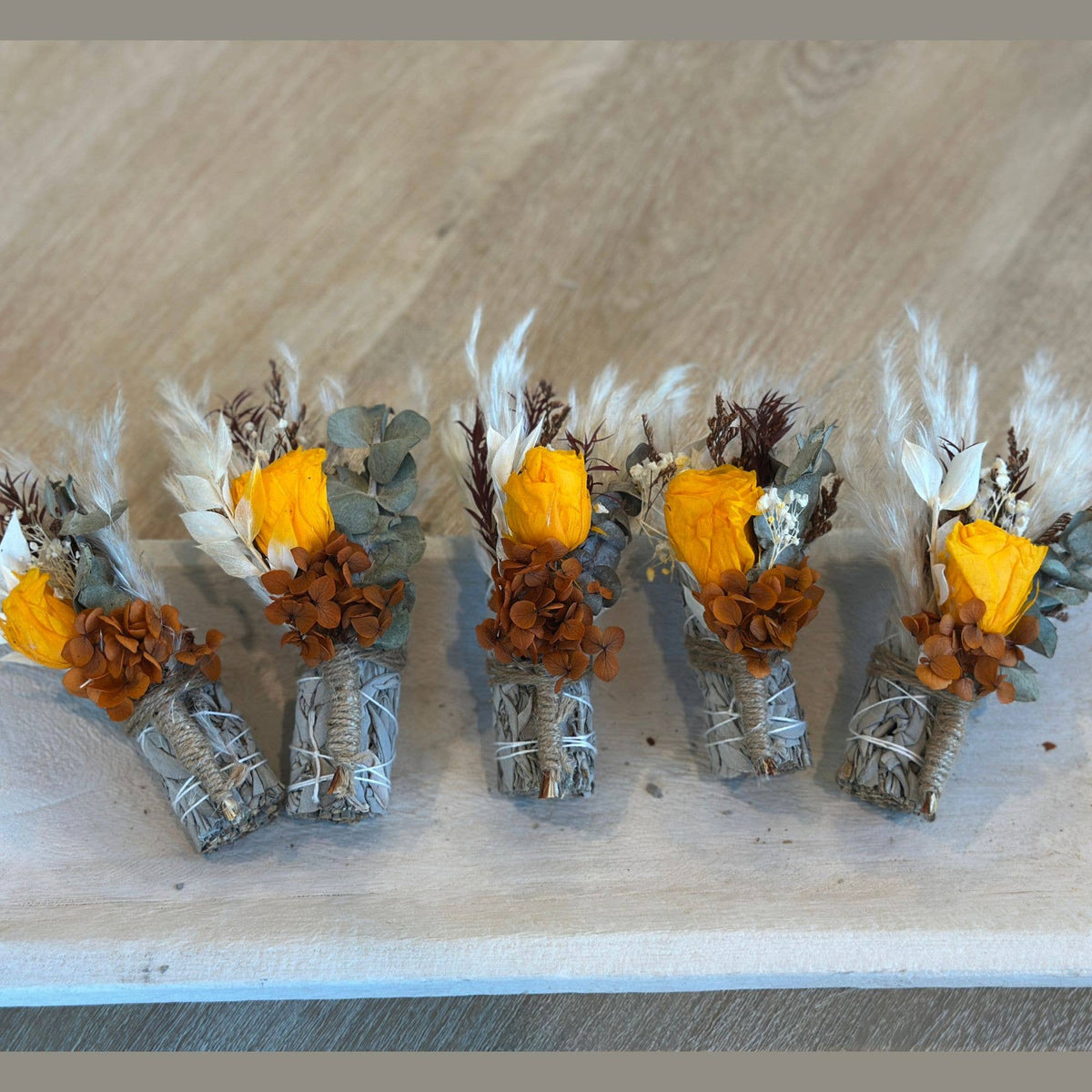 Fall White Sage Sticks w/ Bright Roses & Autumn Hydrangea