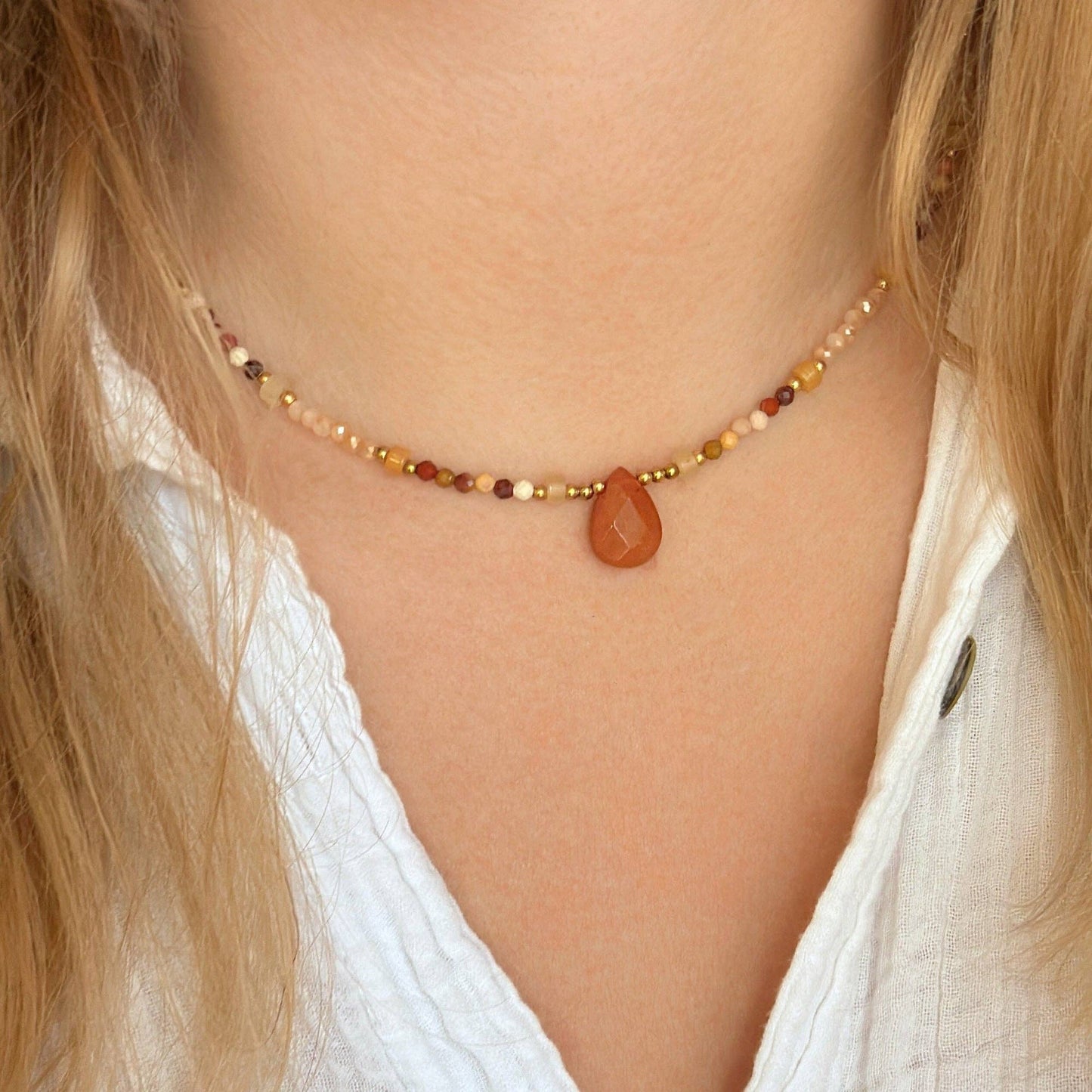 Orange Aventurine Sunroot Choker