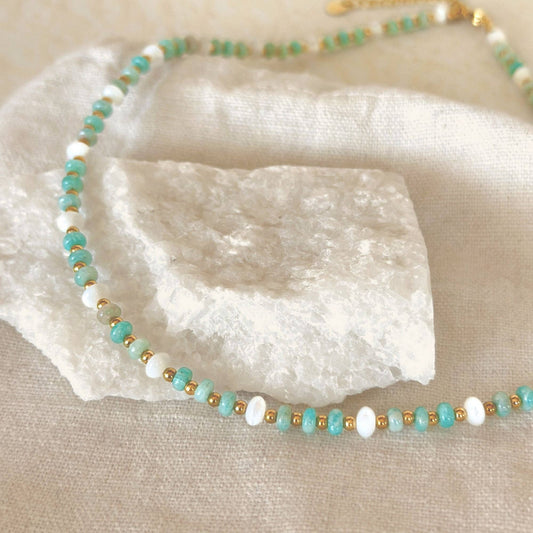 Amazonite Shell Energy Choker