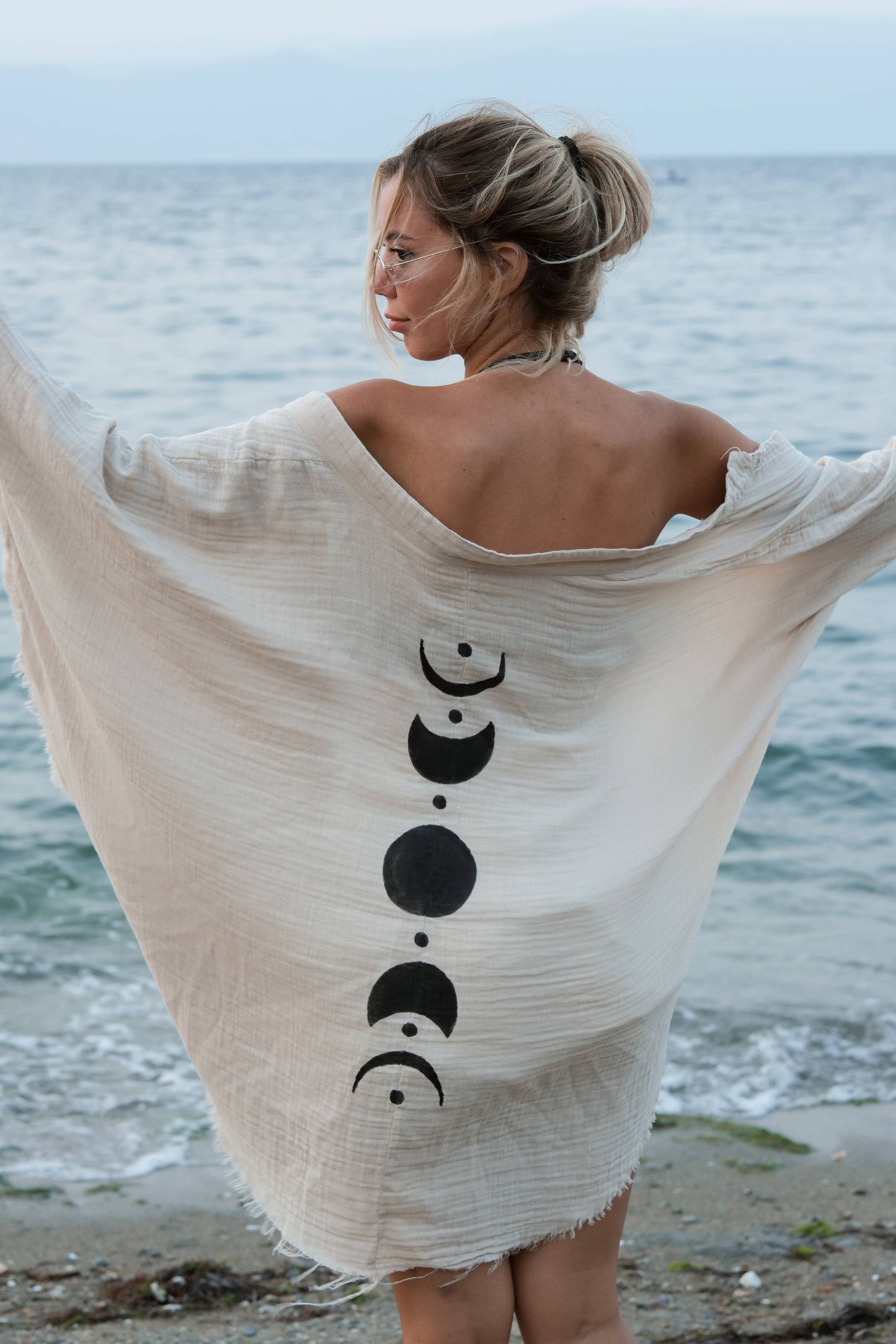 Moon Phases Muslin Kimono Robe / Poncho