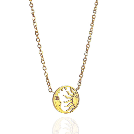 Tiny Sun & Moon Necklace - Celestial Jewelry