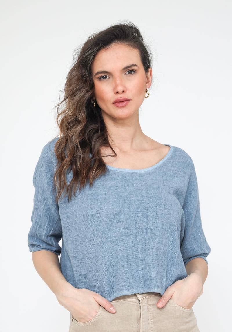 1973 INGRID WOMEN'S COTTON LINEN CROP TOP