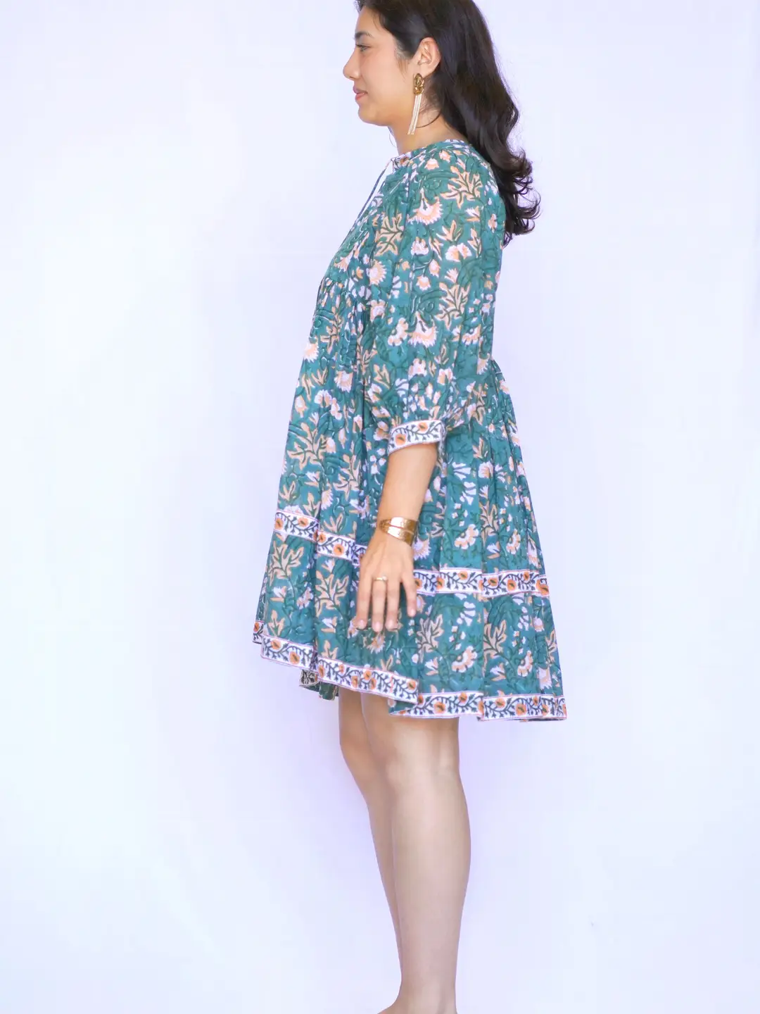 Raya Mini Dress Green-Beige