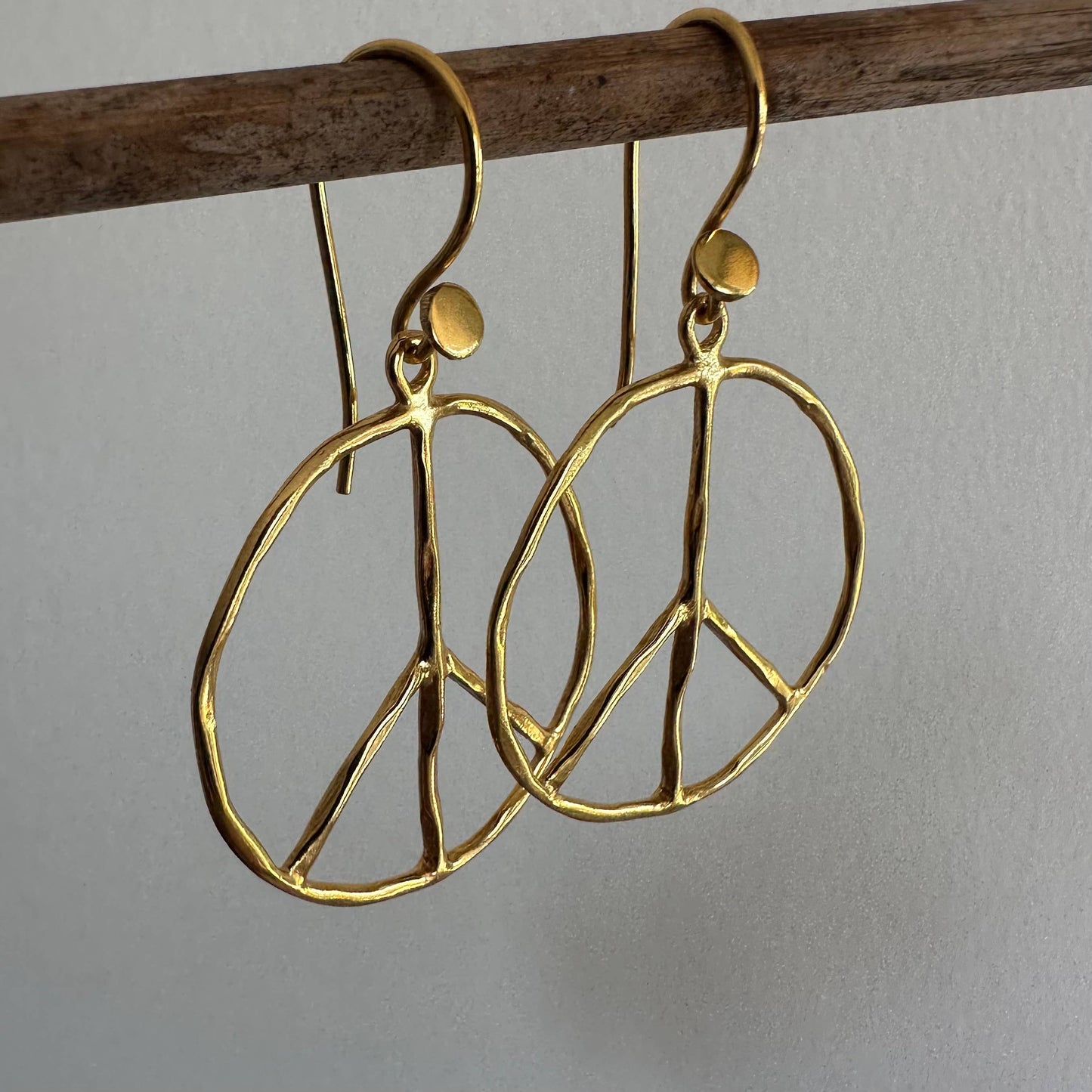Peace Earrings | Love Peace Symbol Jewelry | Gold Earrings