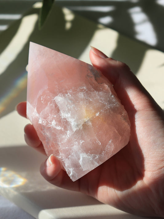 Rose Quartz Point Base Cut
