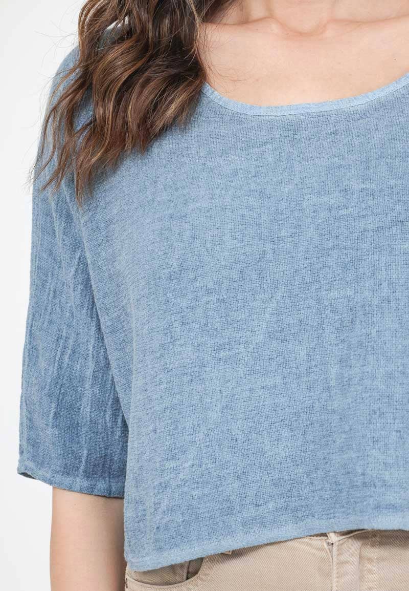 1973 INGRID WOMEN'S COTTON LINEN CROP TOP