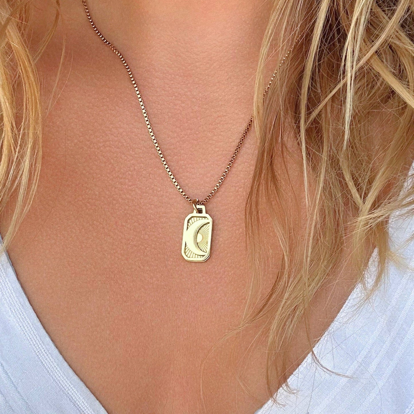 Crescent Moon Necklace – Celestial Boho Waterproof Jewelry