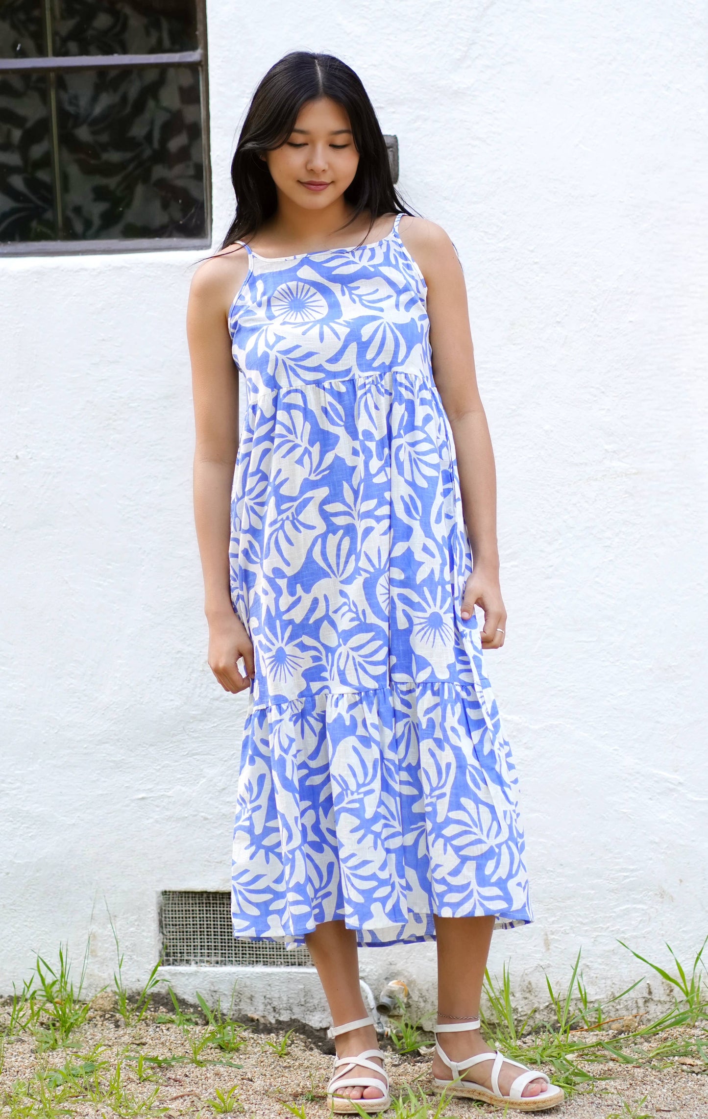 Clara Cotton Dress Blue White