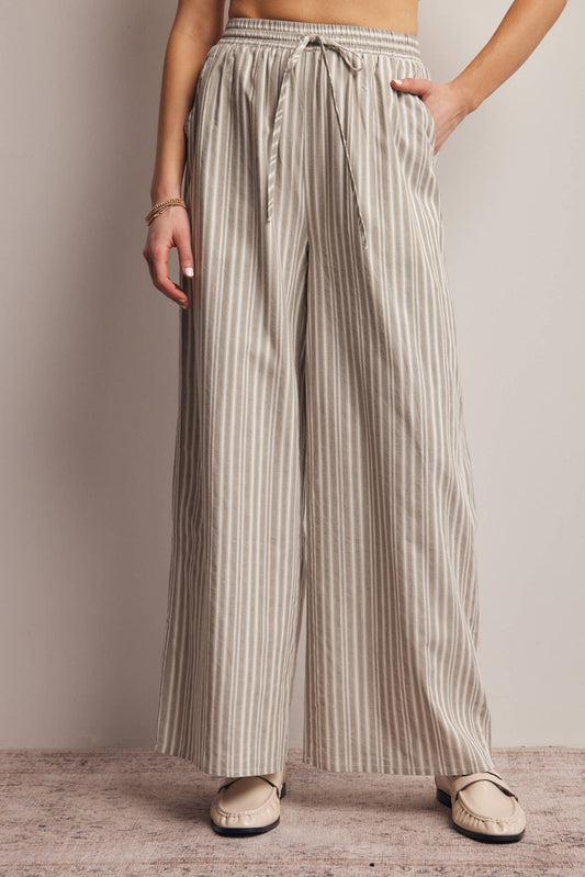Striped Cotton Wide-Leg Pants FP0019